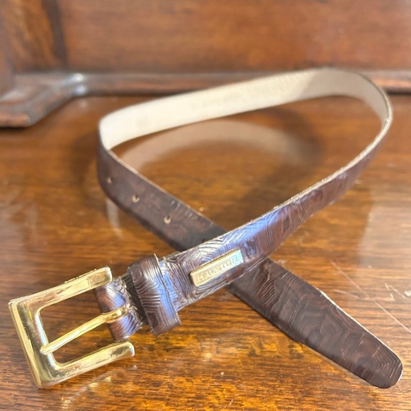 HALSTON Monogram Womens Designer Luxury textured leather Belt - Picture 5 of 9